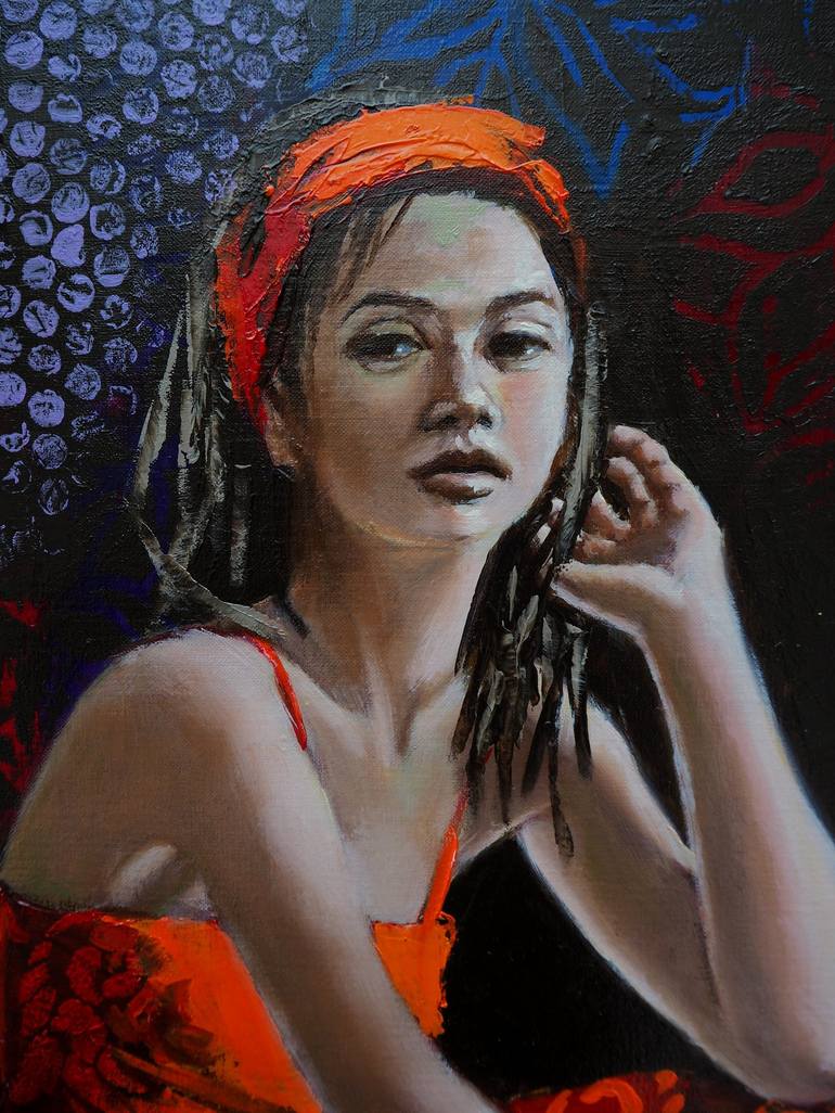 Original Figurative Women Painting by Sylvie  JULKOWSKI-EGARD