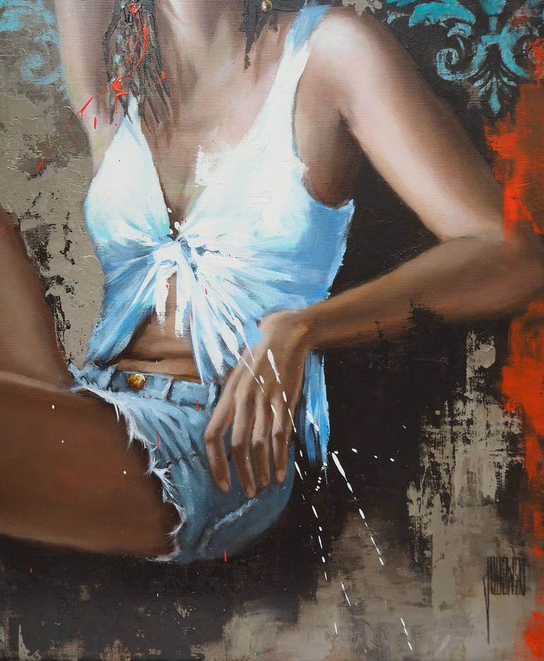 Original Figurative Women Painting by Sylvie  JULKOWSKI-EGARD