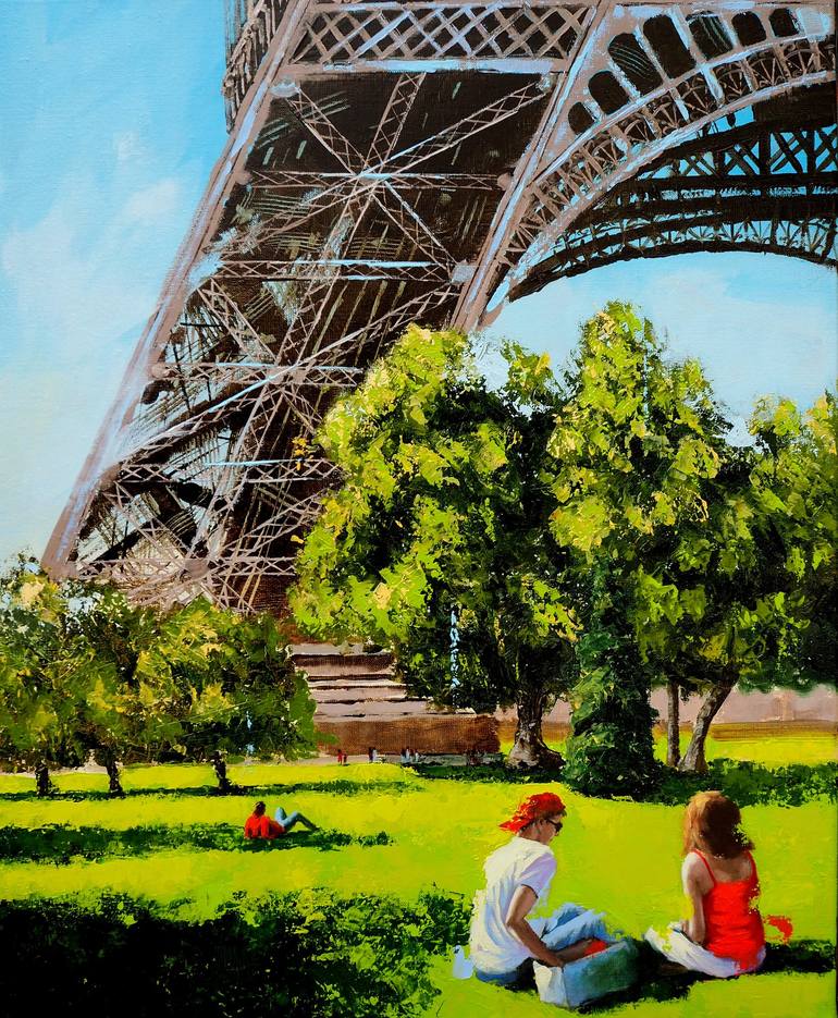 Original Figurative Cities Paintings by Sylvie  Julkowski-Egard