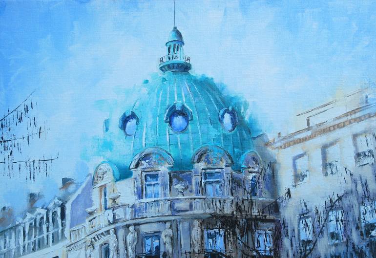 Original Figurative Cities Painting by Sylvie  JULKOWSKI-EGARD