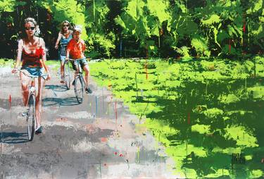 Original Figurative Bicycle Paintings by Sylvie JULKOWSKI-EGARD