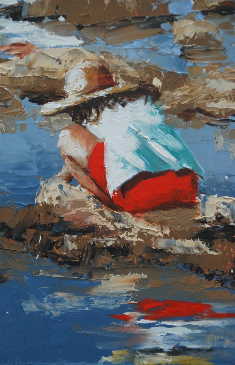 Original Figurative Beach Painting by Sylvie  JULKOWSKI-EGARD