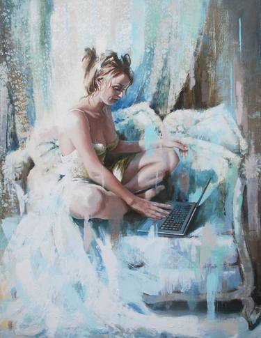 Original Figurative Women Paintings by Sylvie  Julkowski-Egard