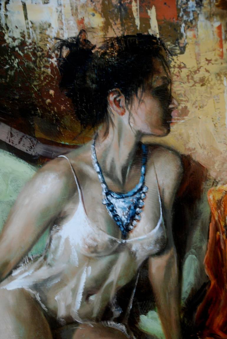 Original Figurative Portrait Painting by Sylvie  JULKOWSKI-EGARD