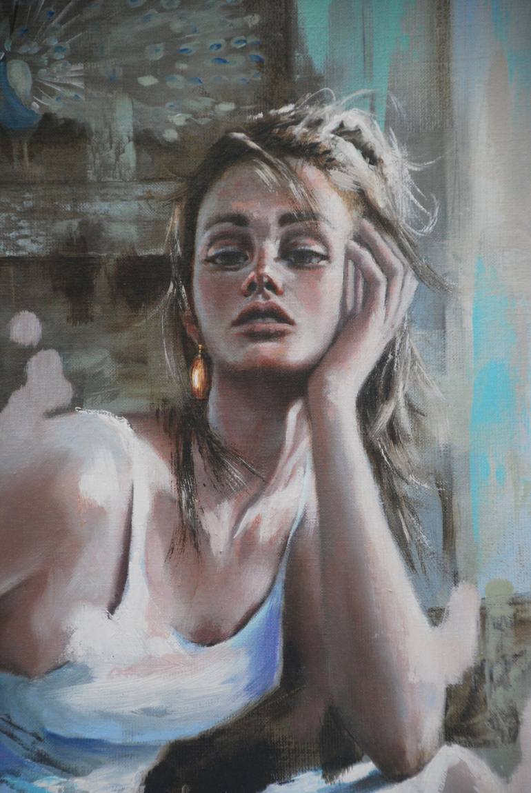 Original Figurative Portrait Painting by Sylvie  JULKOWSKI-EGARD