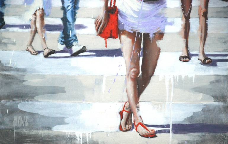 Original Figurative Cities Painting by Sylvie  JULKOWSKI-EGARD