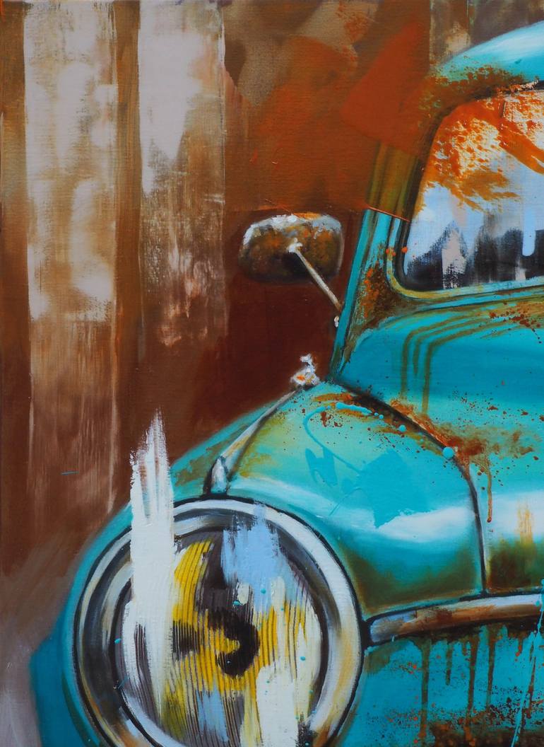 Original Figurative Automobile Painting by Sylvie  Julkowski-Egard