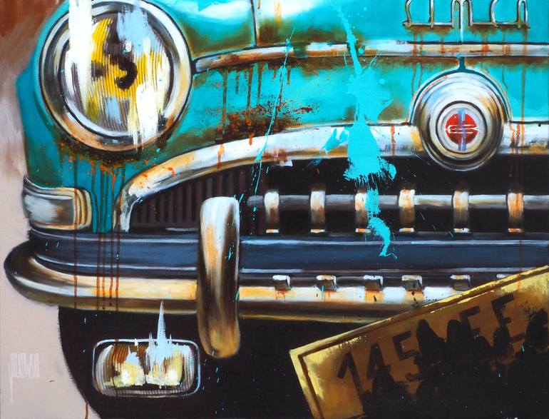 Original Figurative Automobile Painting by Sylvie  Julkowski-Egard