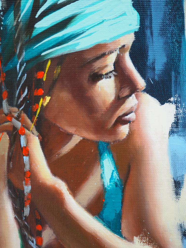 Original Figurative Portrait Painting by Sylvie  JULKOWSKI-EGARD