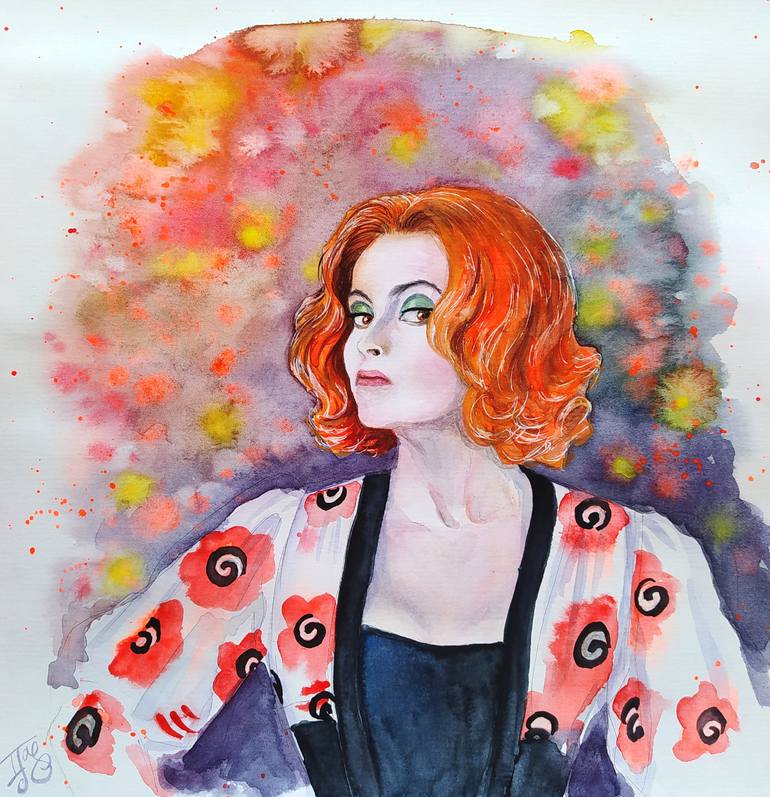 Helena Bonham Carter / Julia Hoffman / Dark Shadows Actress Celebrity Fan Art Portrait Painting By Elena Nizhegorodova | Saatchi Art