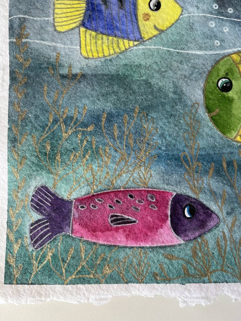 Original Illustration Fish Painting by Nina Karpova