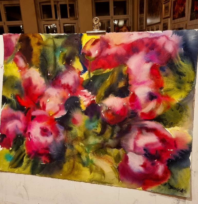 Original Abstract Expressionism Floral Painting by Khrystyna Dransfeld
