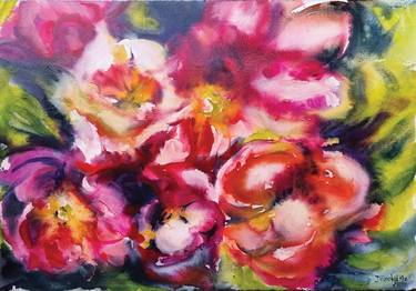 Original Abstract Expressionism Floral Paintings by Khrystyna Dransfeld