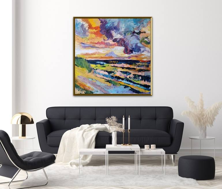 Original Abstract Expressionism Beach Painting by Khrystyna Dransfeld