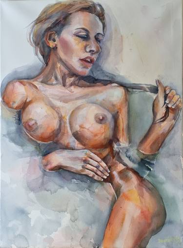 Original Figurative Erotic Paintings by Khrystyna Dransfeld