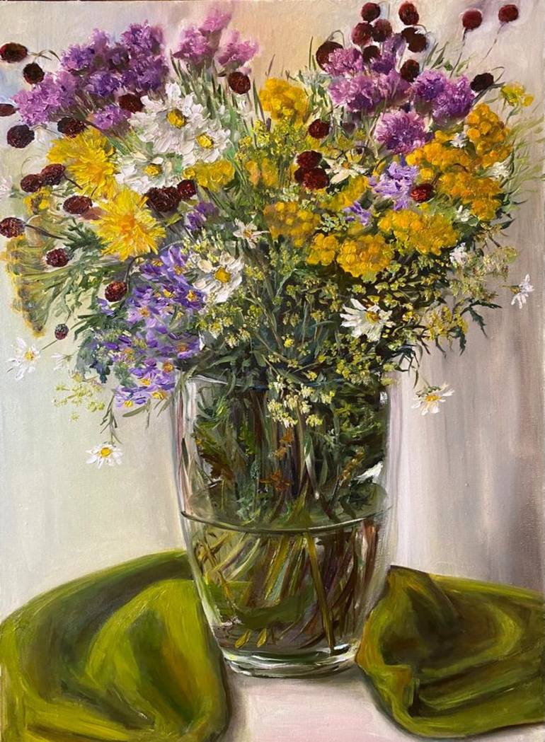 Bright Flowers Yellow Daisies Wildflowers Wall Decor Oil Painting ...