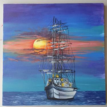 Original Boat Painting by Areeha kashif
