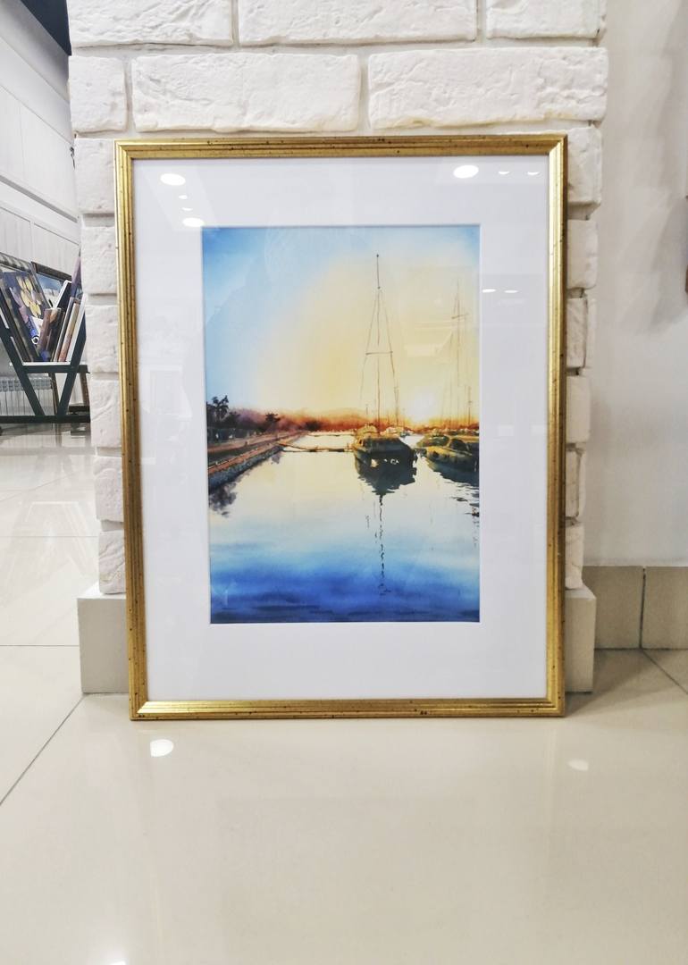 Original Documentary Boat Painting by Ekaterina Kosiak