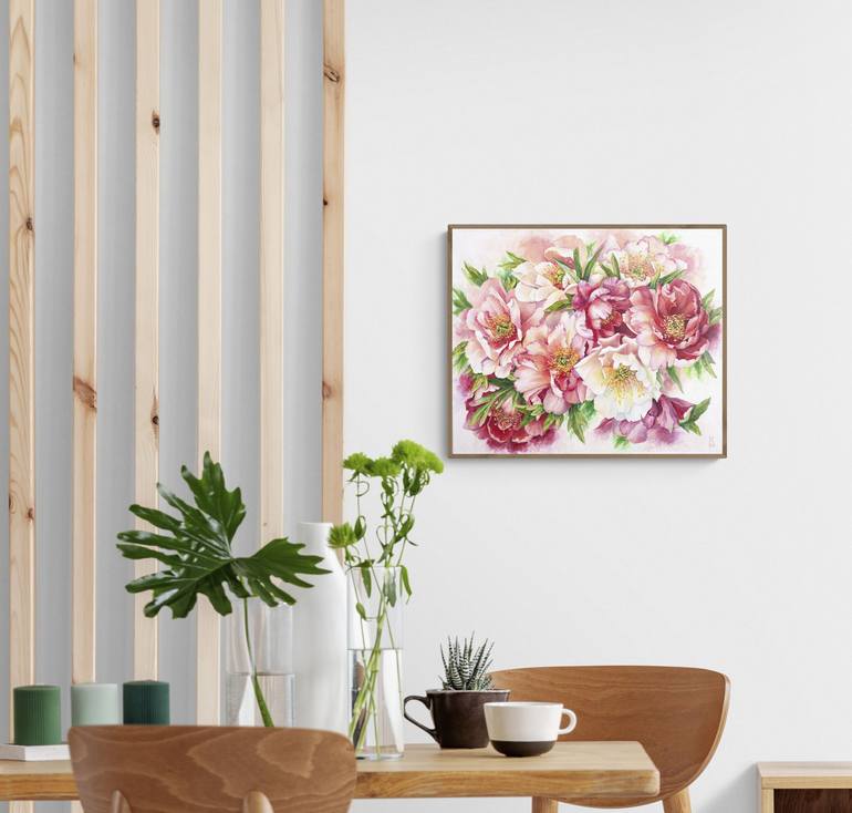 Original Art Deco Botanic Painting by Ekaterina Kosiak