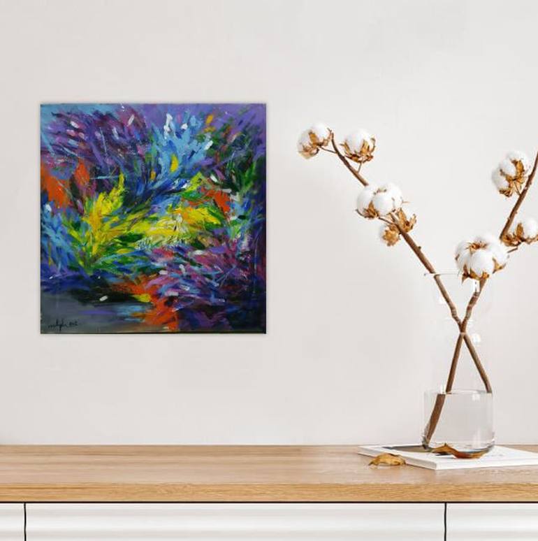 Original Abstract Expressionism Garden Painting by Phuong Nguyen