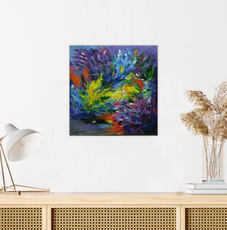 Original Abstract Expressionism Garden Painting by Phuong Nguyen