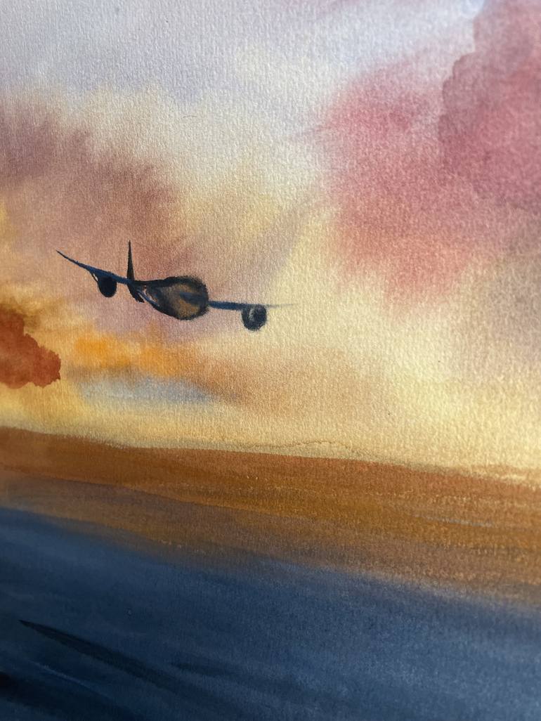 Original Airplane Painting by Weronika Waskowska