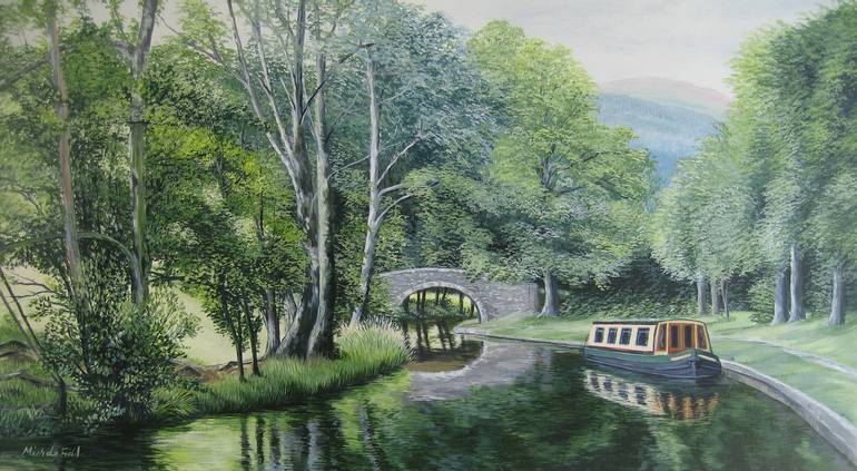 Tofs Lock Bridge Mon Brecon canal S Wales Painting by Michele