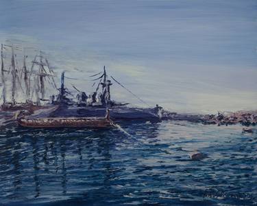 Print of Impressionism Ship Paintings by Nikos Pantazis