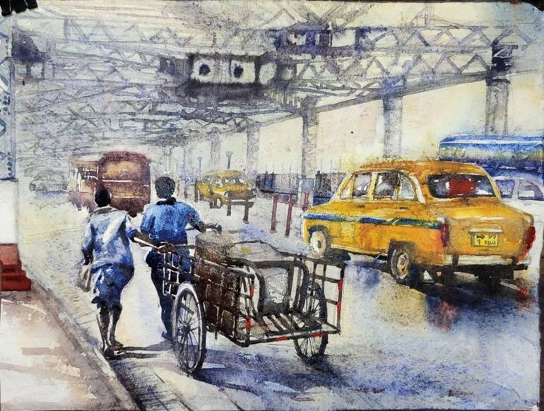 City of joy Kolkata Painting by Krishna Mondal | Saatchi Art