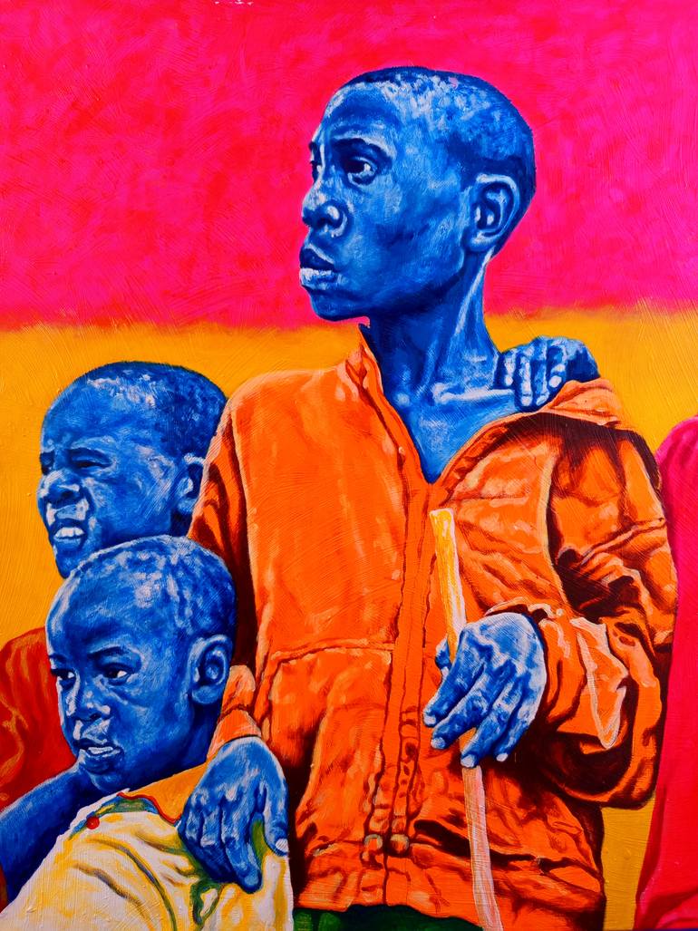 Original Contemporary Children Painting by Clement Mohale