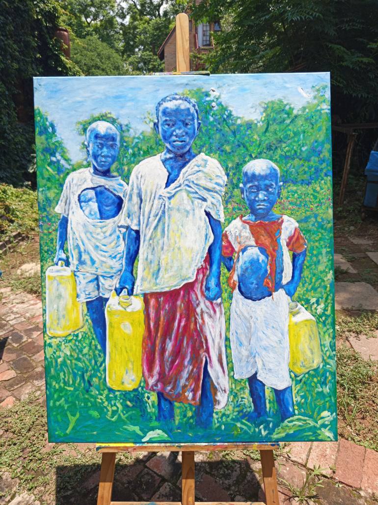 Original Impressionism Rural Life Painting by Clement Mohale