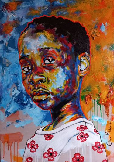 Original Expressionism Children Paintings by Clement Mohale