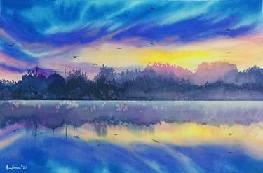 Print of Fine Art Landscape Paintings by Lubna Khan