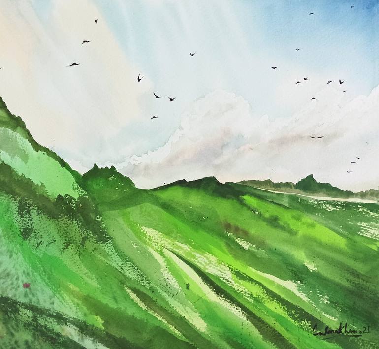 Original Fine Art Nature Painting by Lubna Khan