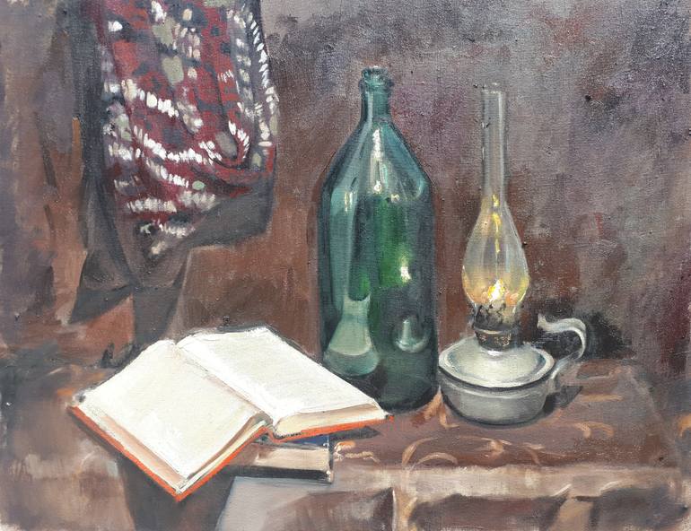 Original Folk Still Life Painting by Xeyale Bedelova