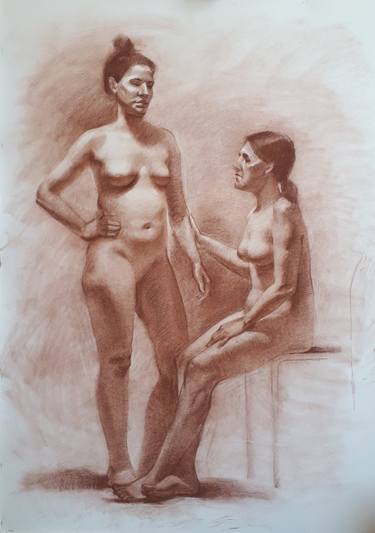 Original Figurative Nude Drawings by Xeyale Bedelova