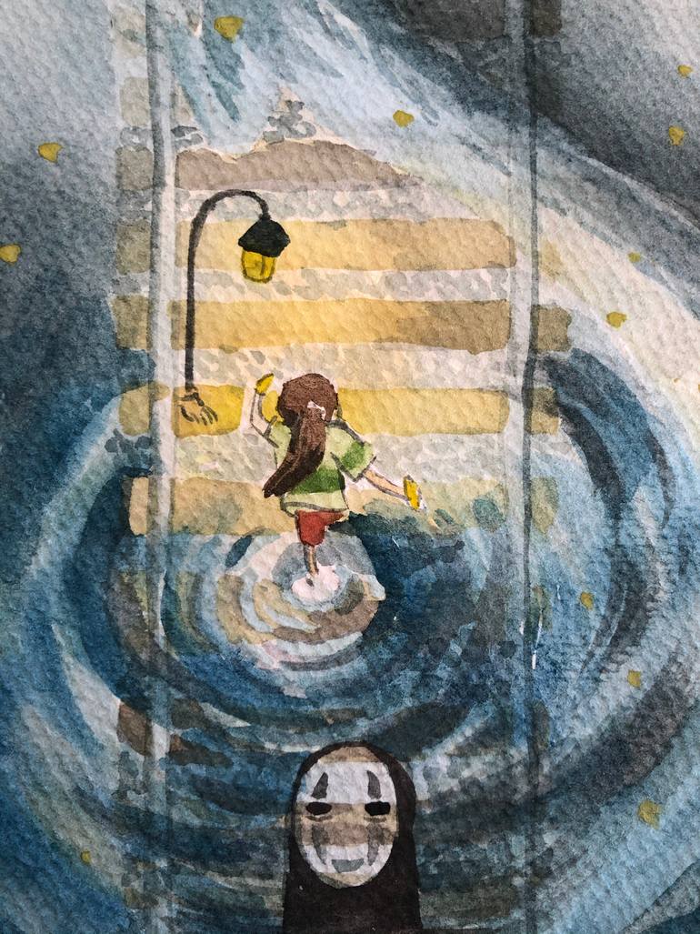 Original Art Deco Cartoon Painting by Krystin Che