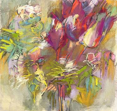 Saatchi Art Artist Debora Stewart; Paintings, “Tulips in a Spring Garden” #art