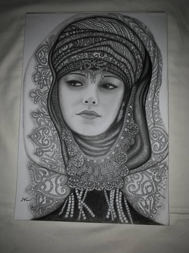 Original Portraiture Women Drawings by Maryna Kassatly