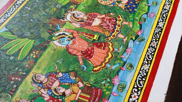 Indian Pichwai Painting, Traditional Pichwai Phad painting on canvas Cloth,  Krishna Radha painting, Wall painting