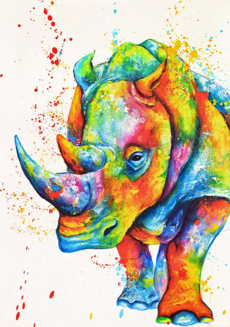 Rhino Painting by Michal Leszczuk | Saatchi Art