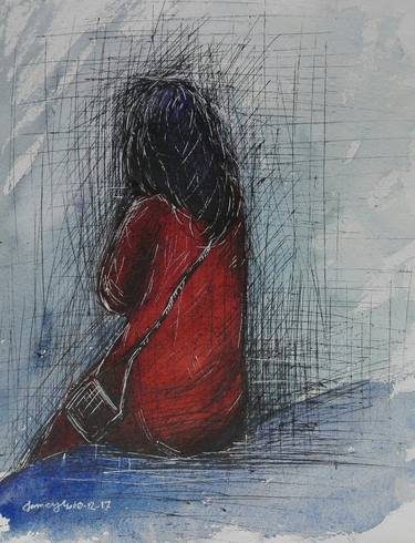 Original Expressionism Women Drawings by Tanmoy Mitra