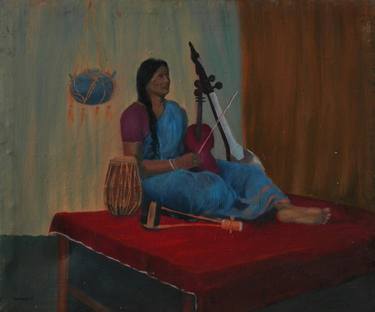 Print of Figurative Women Paintings by Tanmoy Mitra
