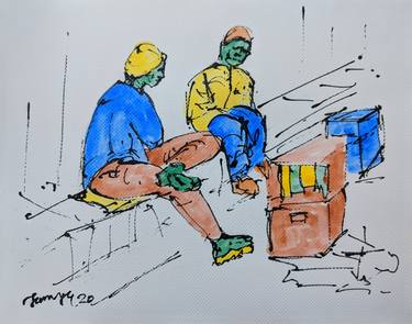 Print of People Drawings by Tanmoy Mitra