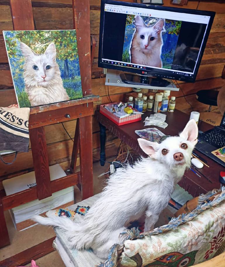 Original Realism Cats Painting by AttAcus AtlAs