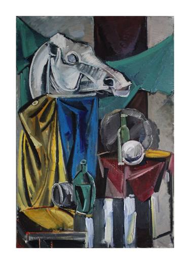 Horse head still life painting thumb