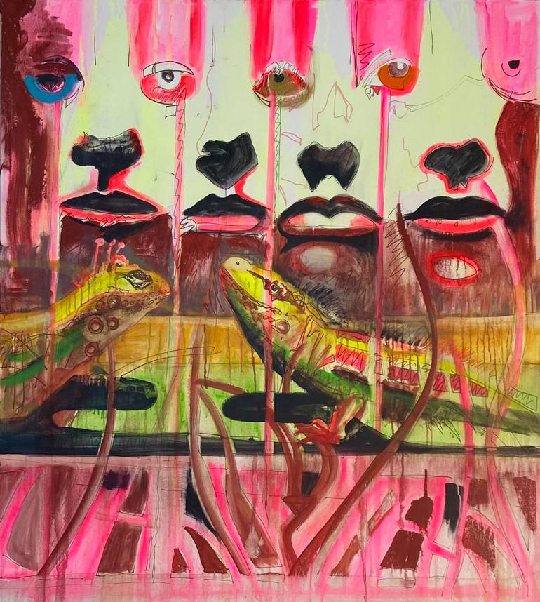 Original Animal Painting by Pj Riley | Abstract Expressionism Art on Canvas | Children of the Mangrove