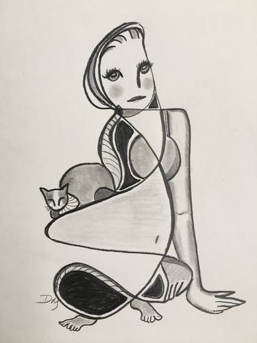 Print of Abstract Cats Drawings by Damaris Morales