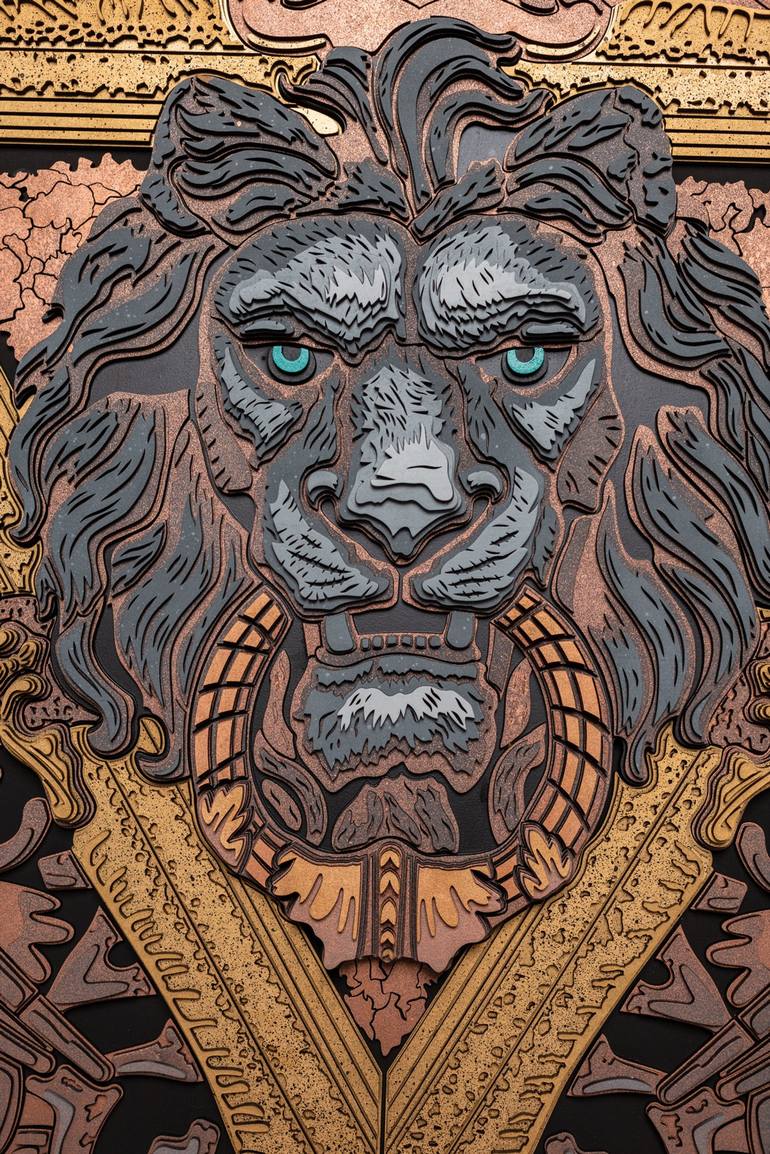 Lion Mixed Media by Dz Art Gallery | Saatchi Art Saudi Arabia