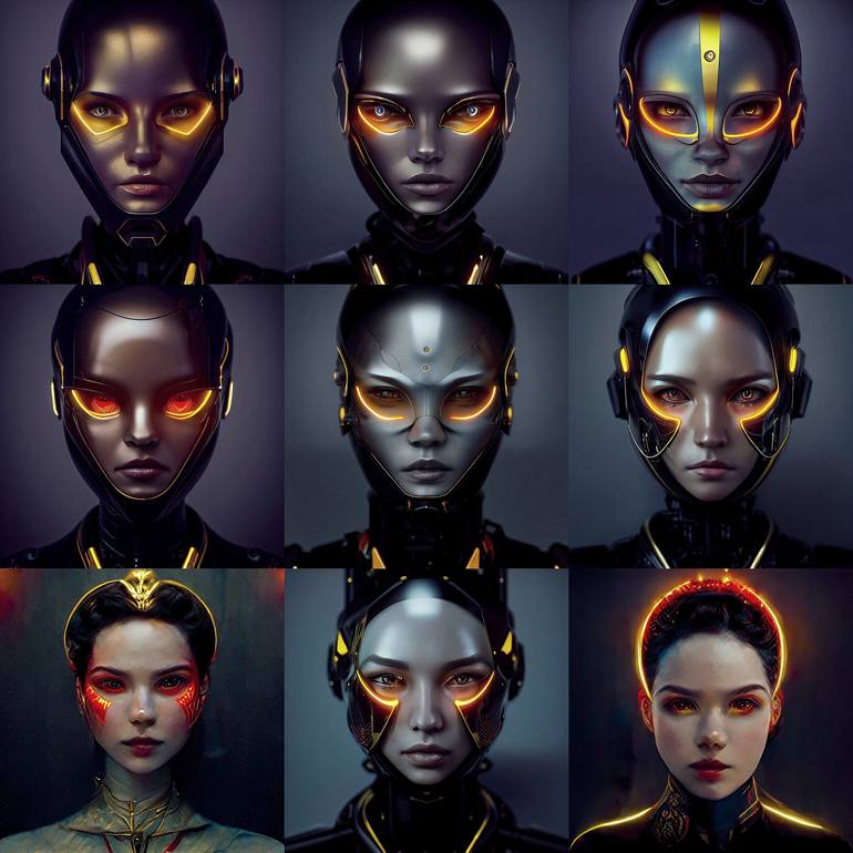 The futuristic portrait collage of the girl . - Print